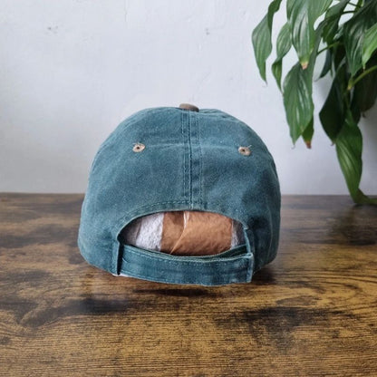 Vintage American Baseball Hat Snapback cap one size adjustable Fleur de Lis green khaki