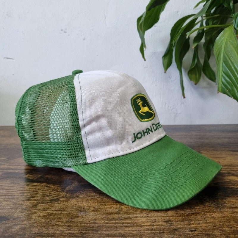 Vintage John Deere Baseball Hat Snapback cap one size adjustable green white