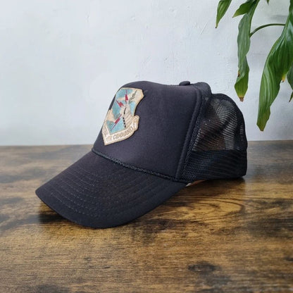 Vintage American Trucker Hat Snapback cap one size adjustable black air command