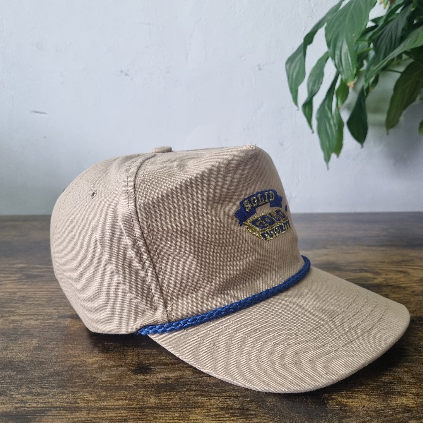 Vintage American Trucker Hat Snapback cap one size adjustable beige Solid Gold F