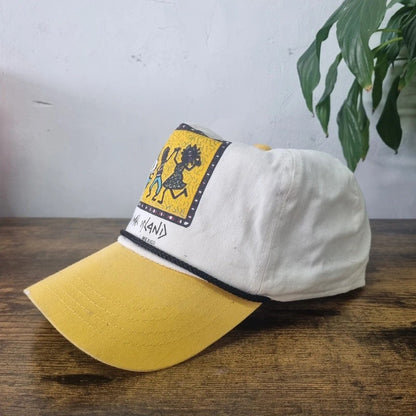Vintage American Trucker Hat Snapback cap one size white yellow cozumel island mexico