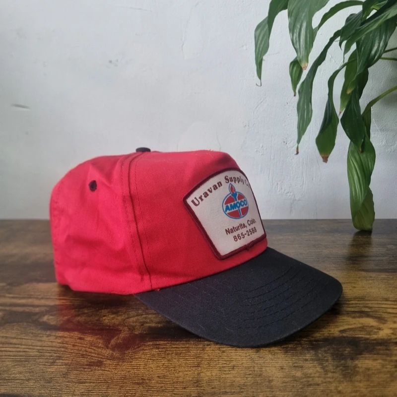 Vintage American baseball Hat Snapback cap one size adjustable Amoco Supply Co red