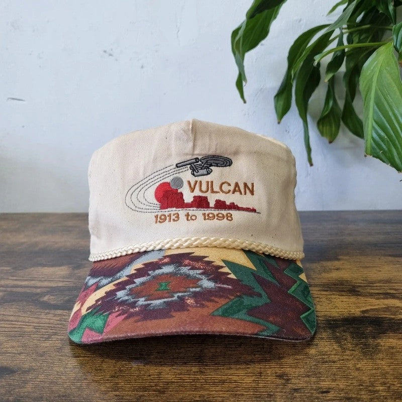 Vintage American Trucker Hat Snapback cap one size beige vulcan enterprise ship
