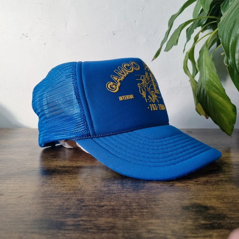 Vintage American Trucker Hat Snapback cap one size adjustable blue gamco painting