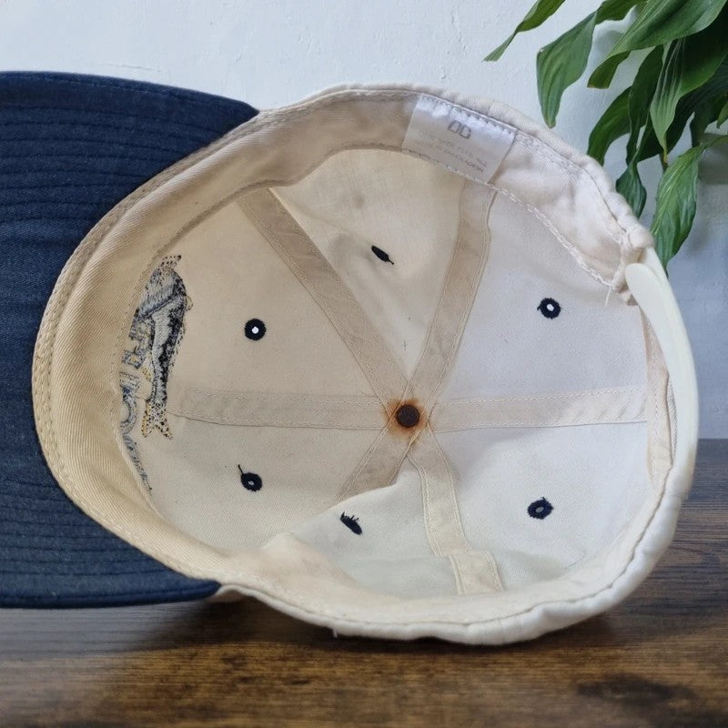 Vintage American Baseball Hat Snapback cap one size adjustable cream blue trout fish