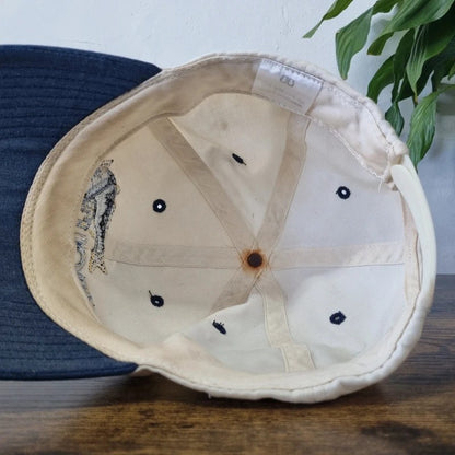 Vintage American Baseball Hat Snapback cap one size adjustable cream blue trout fish