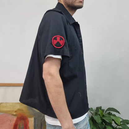 Vintage Dickies Boxy Fit Cropped Shirt Short Sleeve XL plain Black Button Up Skater Y2K Surf