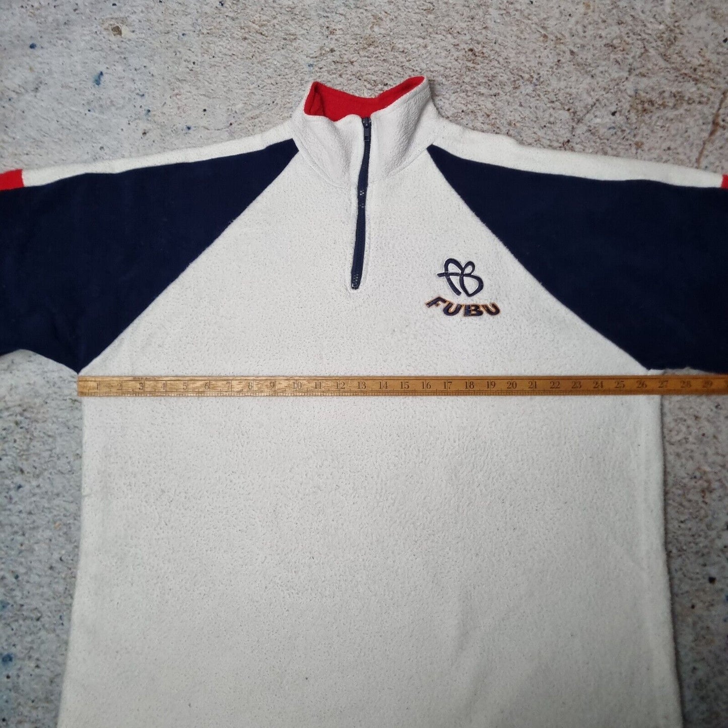 FUBU Quarter Zip Fleece Top  1/4 Zip 90s Vintage White Size XXL