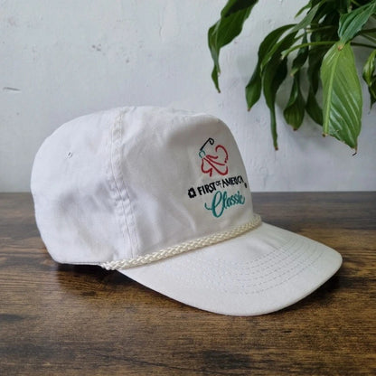 Vintage American Trucker Hat Snapback cap one size adjustable white Golf first of america