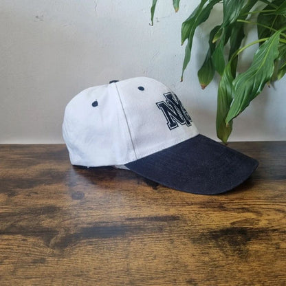 Vintage American Baseball Hat Snapback cap one size adjustable white black NYS