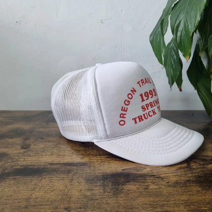 Vintage American Trucker Hat Snapback cap one size adjustable white truck tour 93