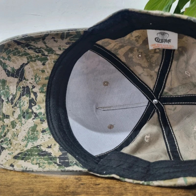 Vintage American Baseball Hat Snapback cap one size khaki green camo Chevrolet dealer