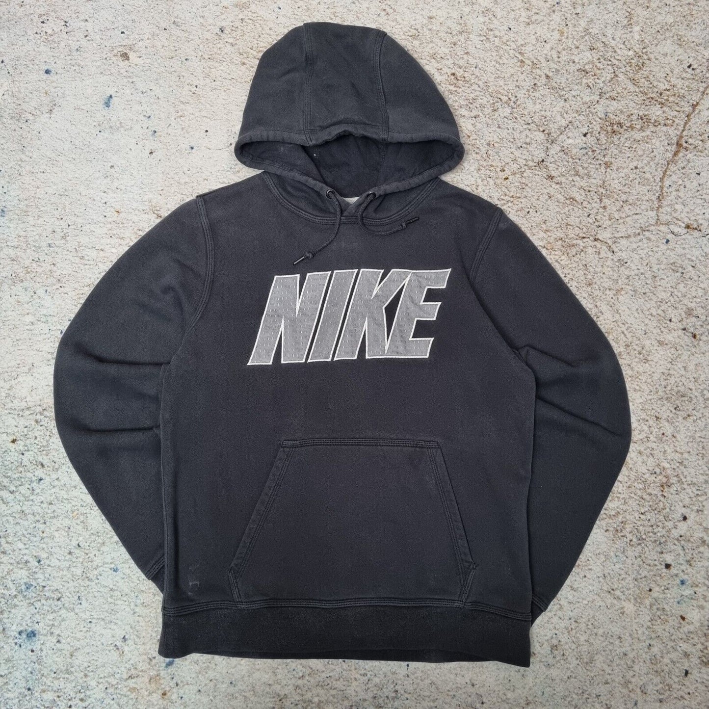 Nike Hoodie Logo Big Centre Spellout Size S Retro Hooded Swoosh Black