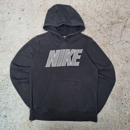 Nike Hoodie Logo Big Centre Spellout Size S Retro Hooded Swoosh Black