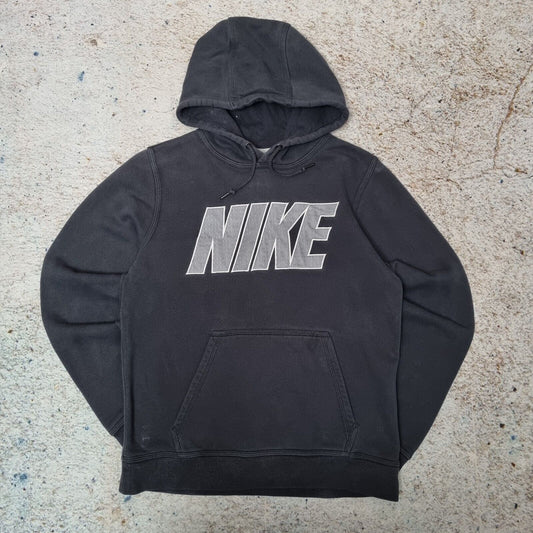 Nike Hoodie Logo Big Centre Spellout Size S Retro Hooded Swoosh Black