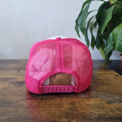 Vintage American Trucker Hat Snapback cap one size adjustable pink white Cowboys y2k