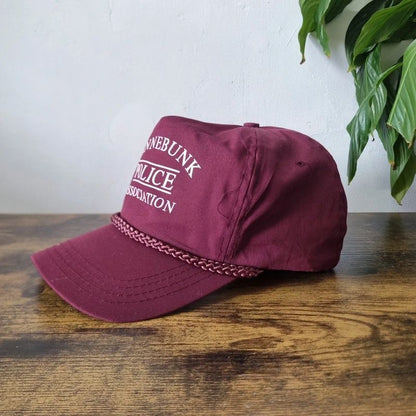 Vintage American Trucker Hat Snapback cap one size adjustable burgundy kennebunk police association