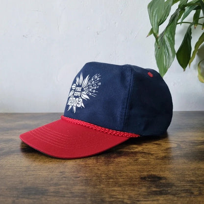 Vintage American Trucker Hat Snapback cap one size adjustable navy red Fire Expo 2003