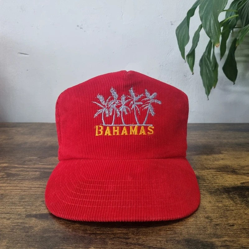 Vintage American Trucker Hat Snapback cap one size white red Bahamas