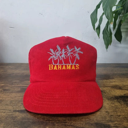 Vintage American Trucker Hat Snapback cap one size white red Bahamas