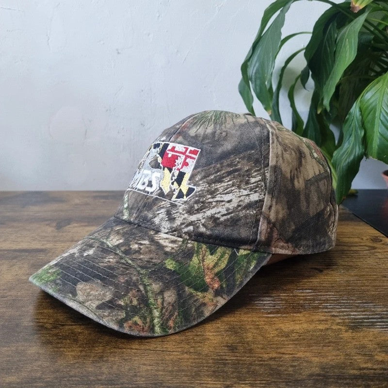 Vintage American Baseball Hat Snapback cap one size khaki green realtree camo deer maryland