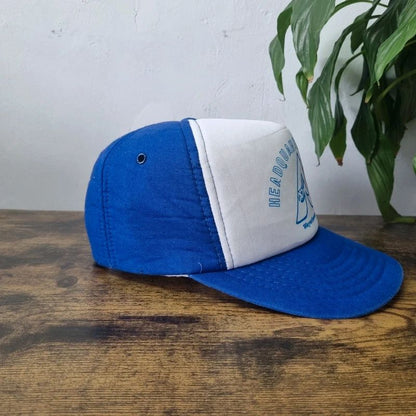 Vintage American Trucker Hat Snapback cap one size adjustable Weyerhaeuser blue white tool