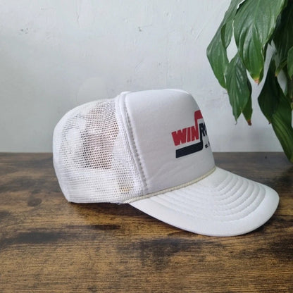 Vintage American Trucker Hat Snapback cap one size adjustable white winroc construction
