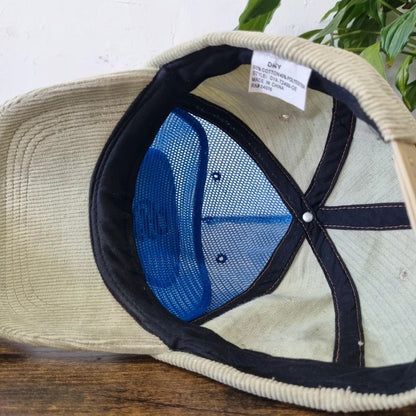 Vintage American Trucker Hat Snapback cap one size adjustable beige blue S logo