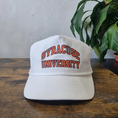 Vintage American Trucker Hat Snapback cap one size adjustable Syracuse University white