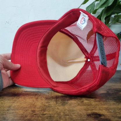 Vintage American Trucker Hat Snapback cap one size adjustable red white spray nine