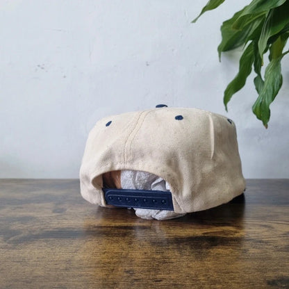 Vintage American Baseball Hat Snapback cap one size adjustable cream navy Miller lite beer