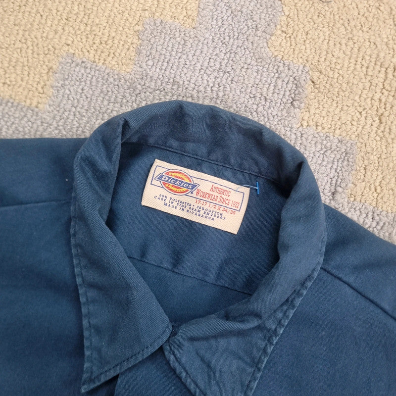 Vintage Dickies Boxy Fit Cropped Shirt Short Sleeve XL plain navy  Button Up Skater Y2K Surf