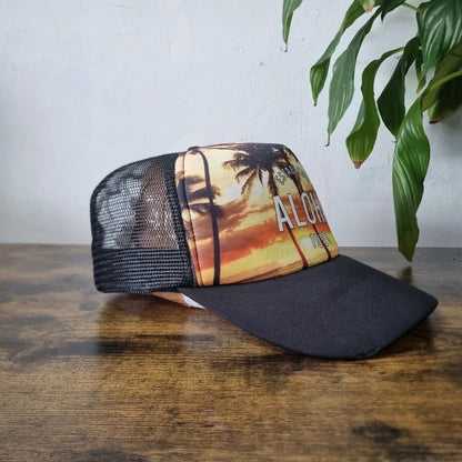 Vintage American baseball Hat Snapback cap one size adjustable black yellow aloha