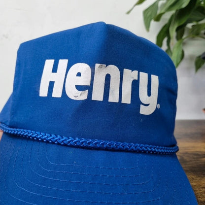 Vintage American Trucker Hat Snapback cap one size adjustable Henry blue