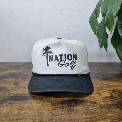 Vintage American Trucker Hat Snapback cap one size adjustable black white nation golf