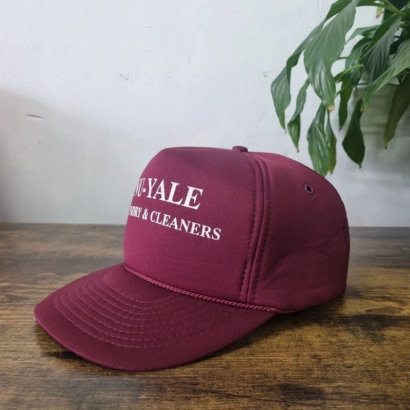 Vintage American Trucker Hat Snapback cap one size adjustable Nu yale laundry burgundy