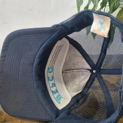 Vintage American Trucker Hat Snapback cap one size adjustable navy mepco paving company