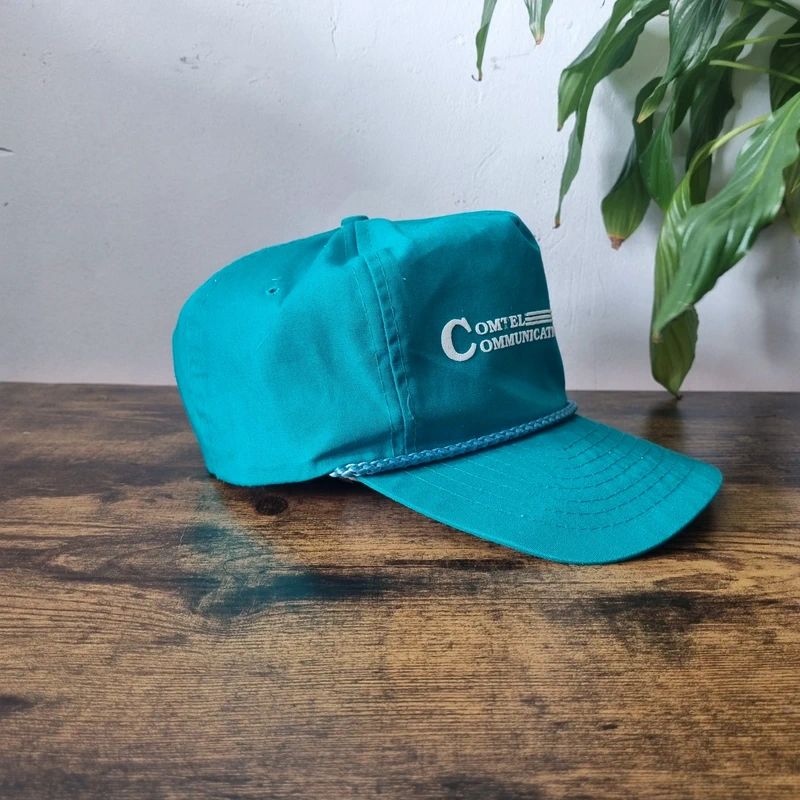 Vintage American Trucker Hat Snapback cap one size adjustable green comtel communication