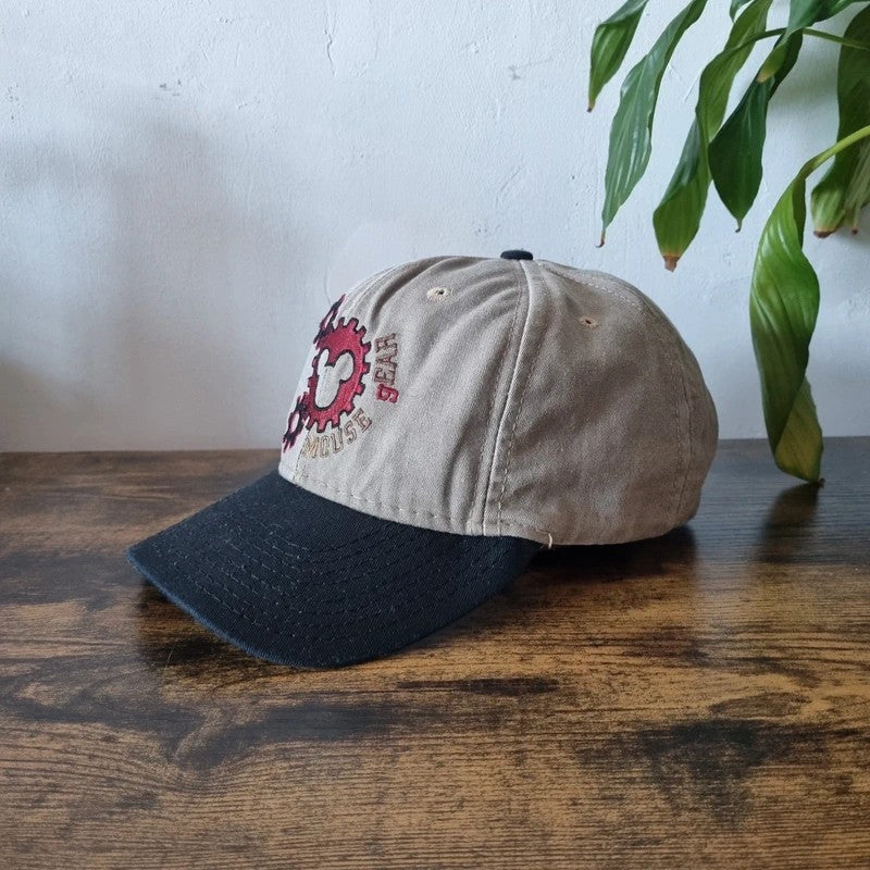 Vintage Mickey Baseball Hat Snapback cap one size adjustable beige black