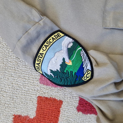 Vintage Dickies Boxy Fit Cropped Shirt Long Sleeve XXL plain Beige Button Up Skater Y2K Surf