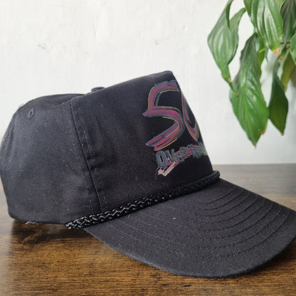 Vintage American Trucker Hat Snapback cap one size adjustable Black 50 over the