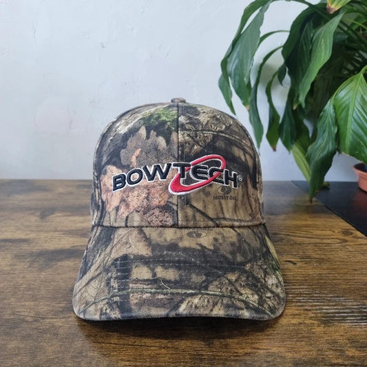 Vintage American Baseball Hat Snapback cap one size adjustable green khaki mossy oak Bow Tech