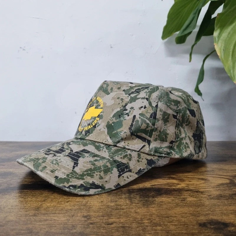 Vintage American Baseball Hat Snapback cap one size khaki green camo Chevrolet dealer