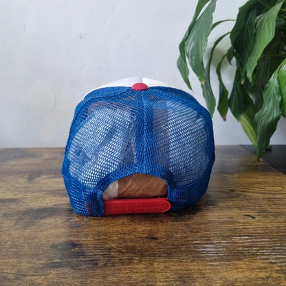 Vintage American Trucker Hat Snapback cap one size adjustable blue white friends don't lie