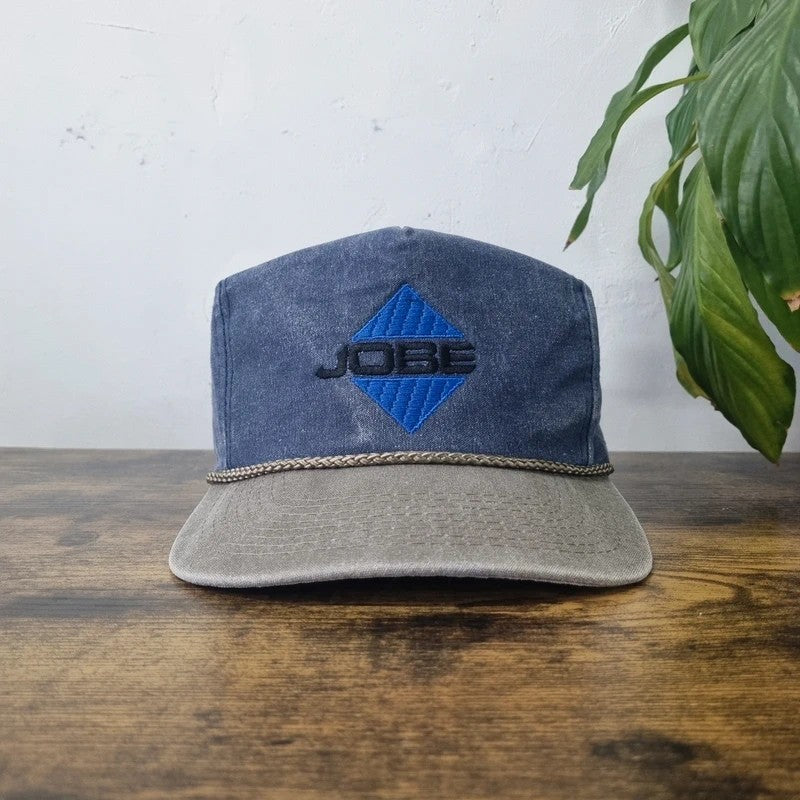 Vintage American Trucker Hat Snapback cap one size adjustable blue grey Jobe
