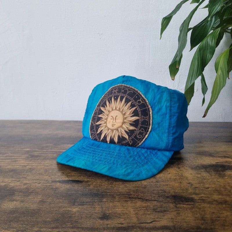 Vintage American Trucker Hat Snapback cap one size adjustable blue aztec sun