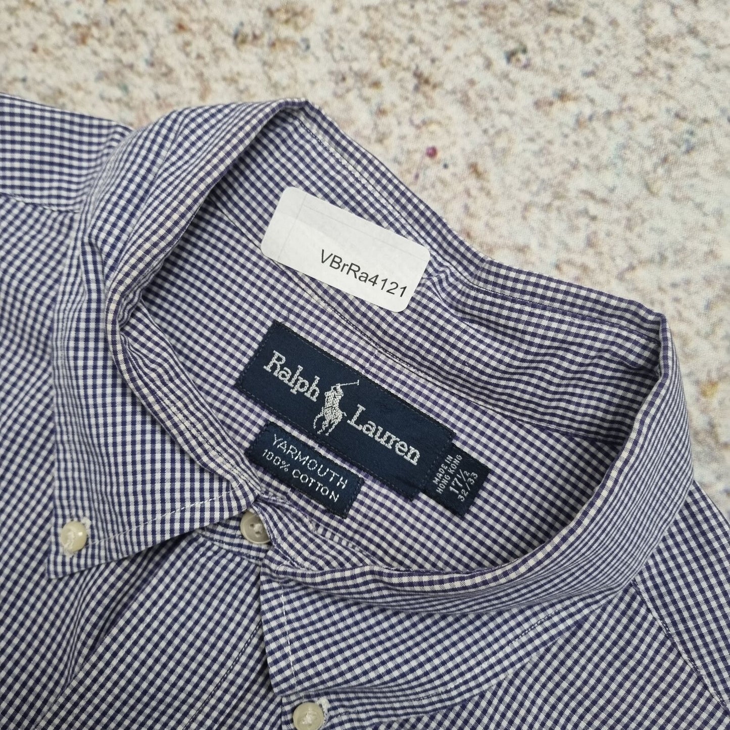 Ralph Lauren OXFORD SHIRT YARMOUTH CHECK PLAID - Blue - Size 17.5