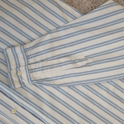 Ralph Lauren OXFORD SHIRT BLAKE 100% COTTON STRIPE - White - Size L