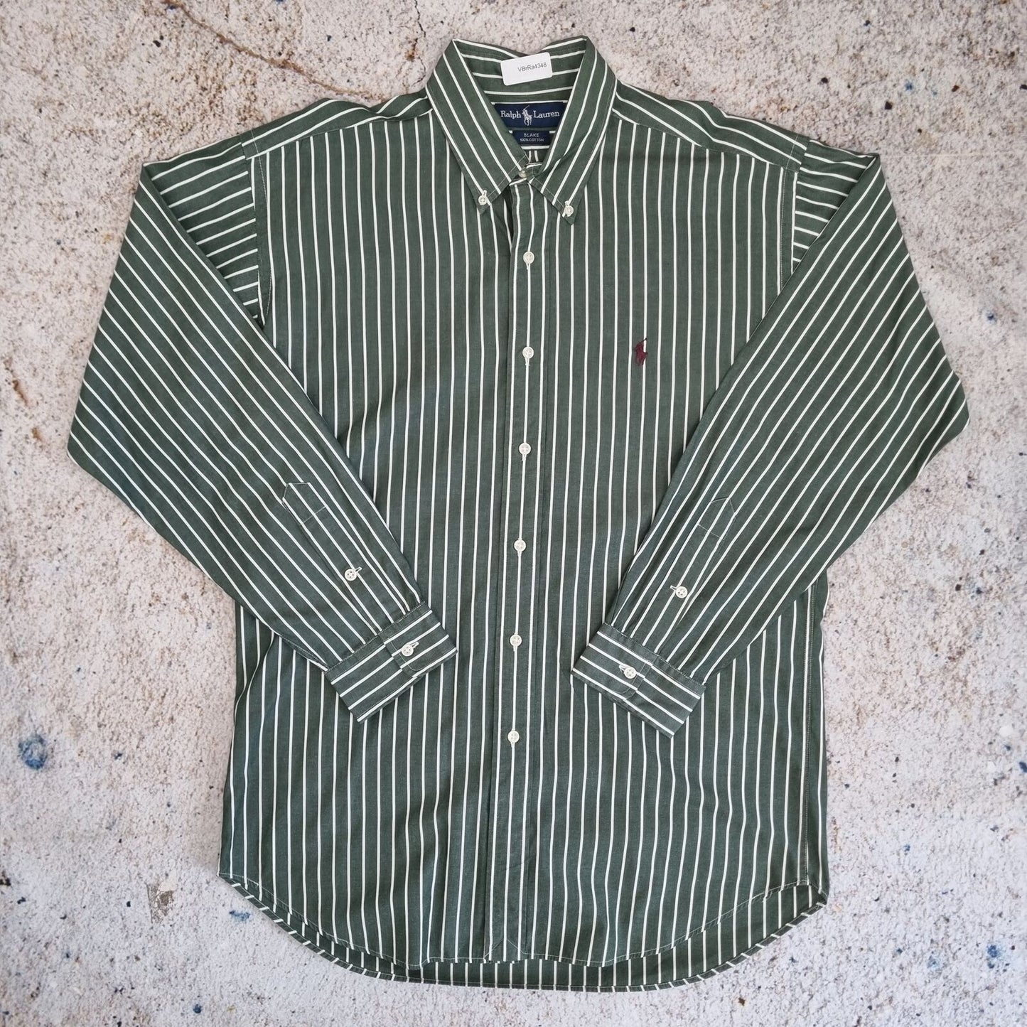 Ralph Lauren OXFORD SHIRT BLAKE 100% COTTON STRIPE - Green - Size L