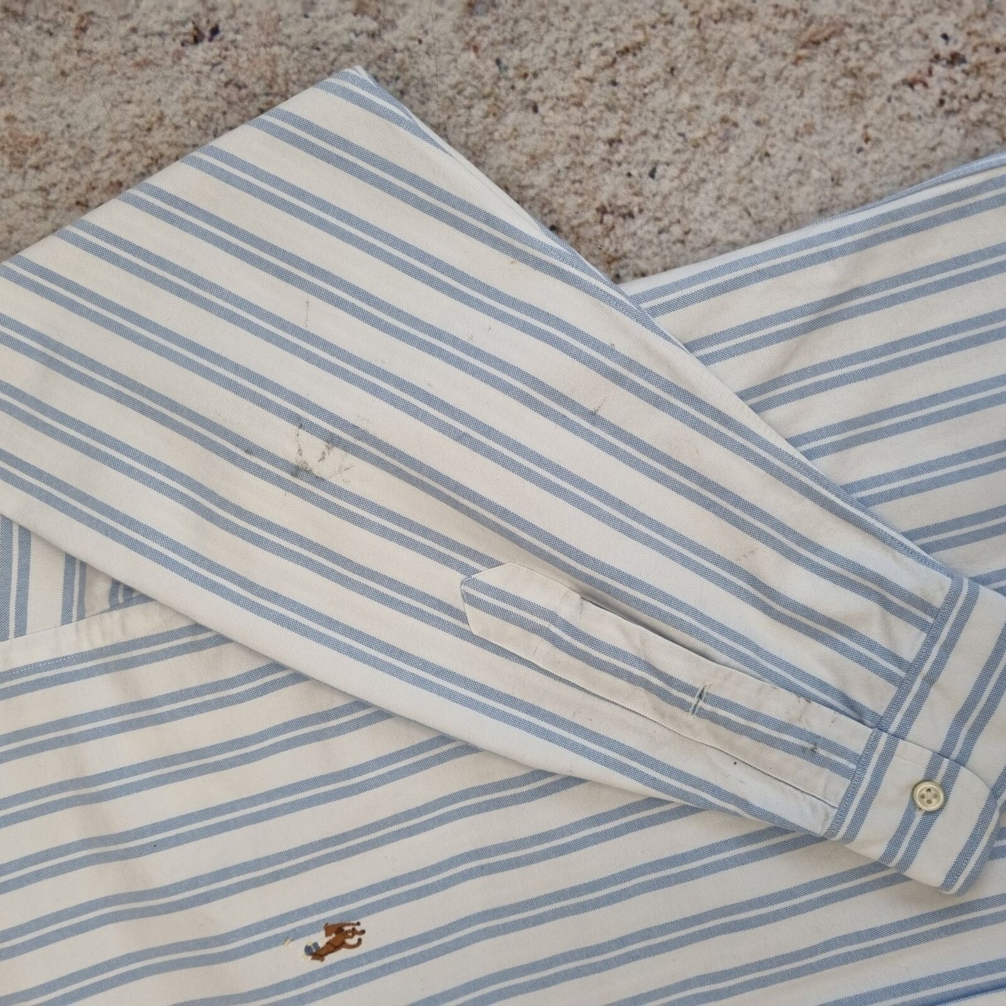 Ralph Lauren OXFORD SHIRT BLAKE 100% COTTON STRIPE - White - Size L